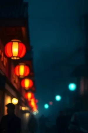 《七赫兹的夜》中夜色街区与声波可视化示意